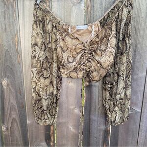 Emory park snake print long sleeve crop top